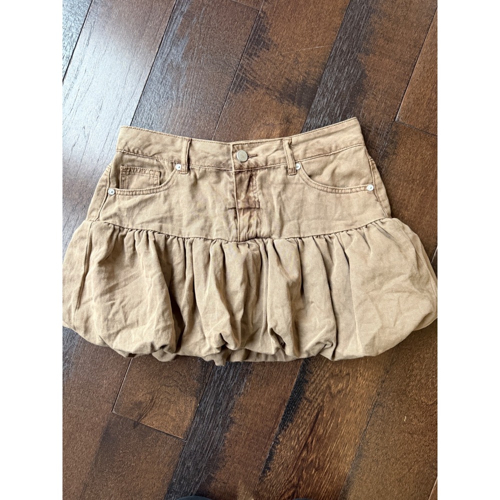 BlankNYC Bubble mini Skirt Size 26 Khaki Tan Y2K Puff twill boho festival